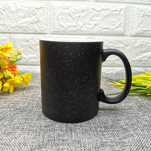 Kubek magiczny CLASSIC czarny z brokatem z Twoim nadrukiem