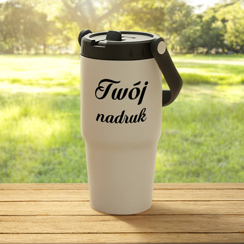 Kubek turystyczny 600 ml z Twoim nadrukiem - wygodny uchwyt