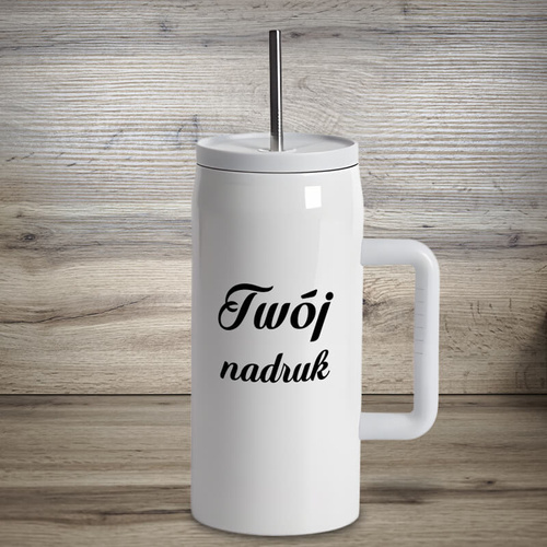 Biały kubek termiczny 1200 ml ze stali nierdzewnej z Twoim nadrukiem