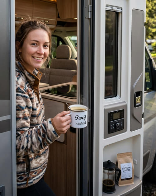 kubek emaliowany z nadrukiem do kampera