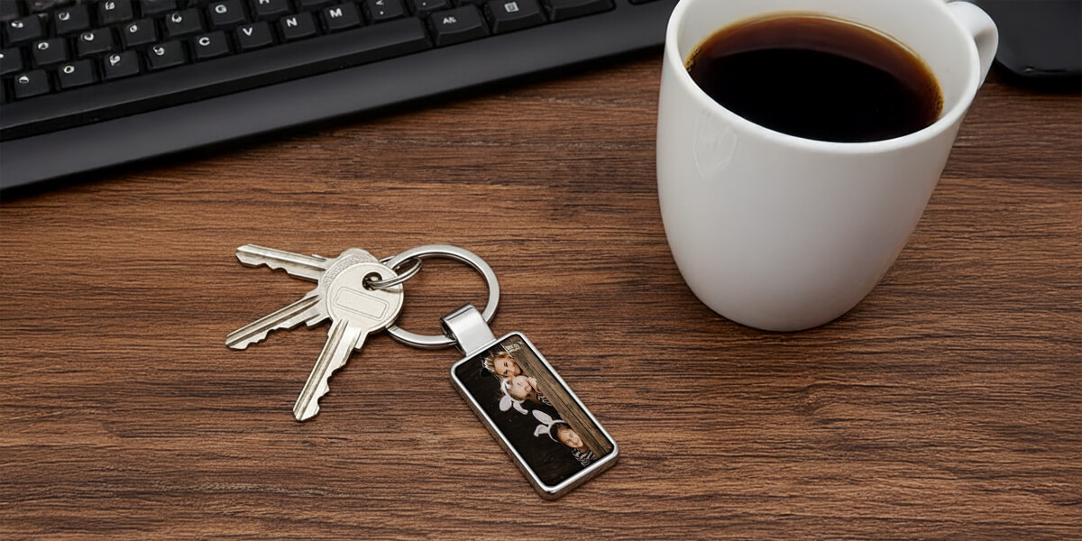 Metalowy brelok do kluczy ze zdjęciem