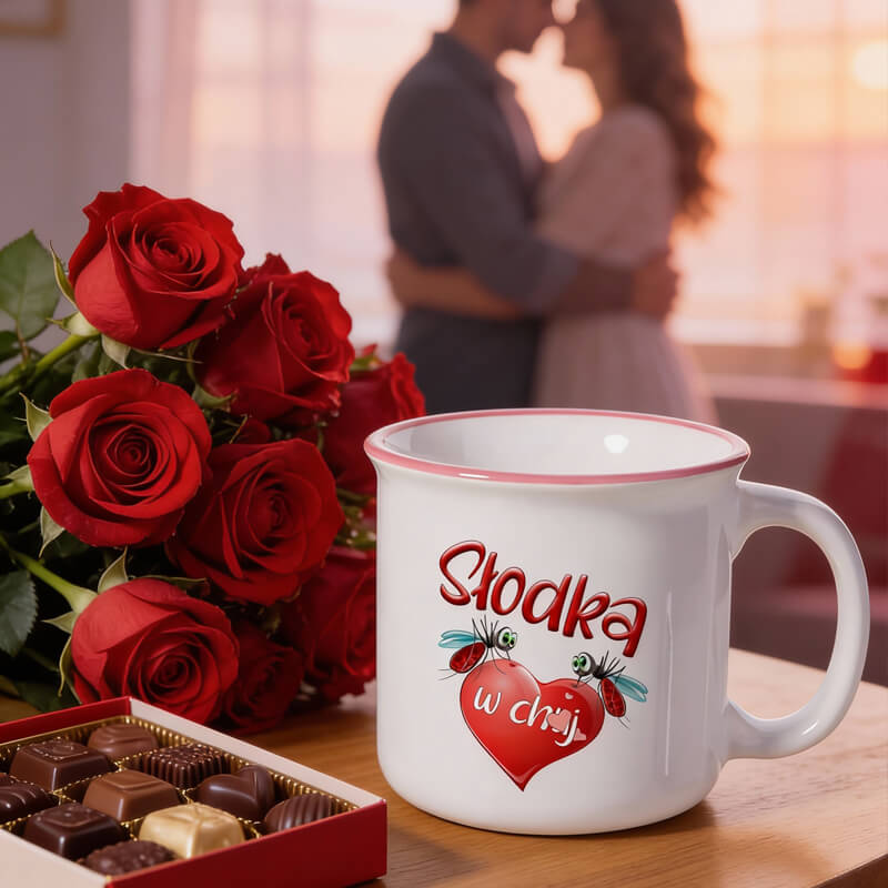 Emaliowany kubek na Walentynki - Słodka w chuj