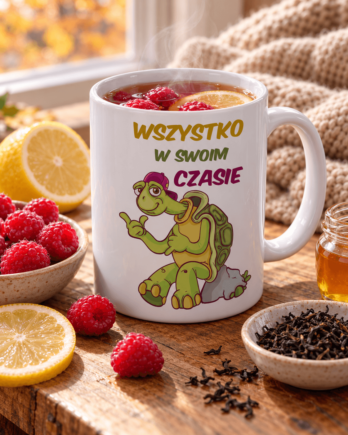 Herbata z malinami i cytryną