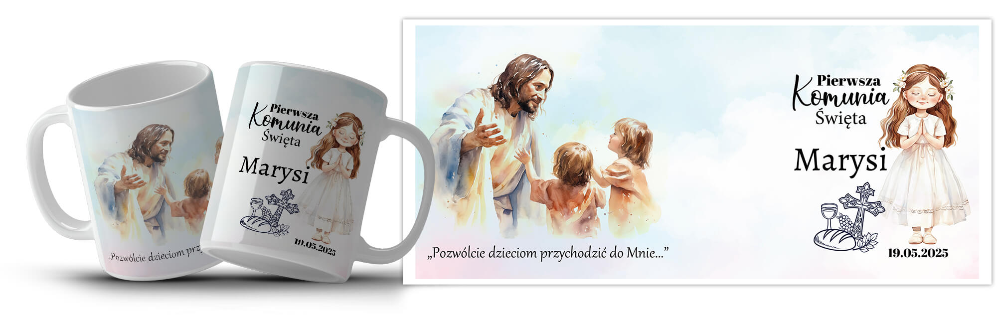 Kubek dla dziewczynki - Pierwsza Komunia Święta - z imieniem 