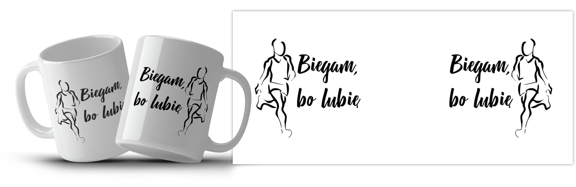 Kubek z nadrukiem - Biegam, bo lubię - dla niego
