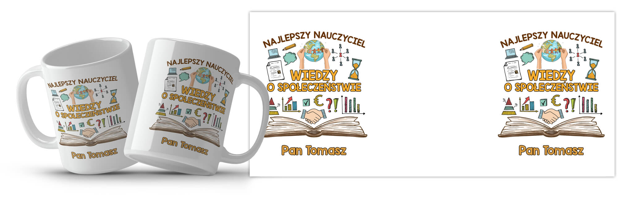 Kubek z imieniem dla nauczycielki / nauczyciela wiedzy o społeczeństwie