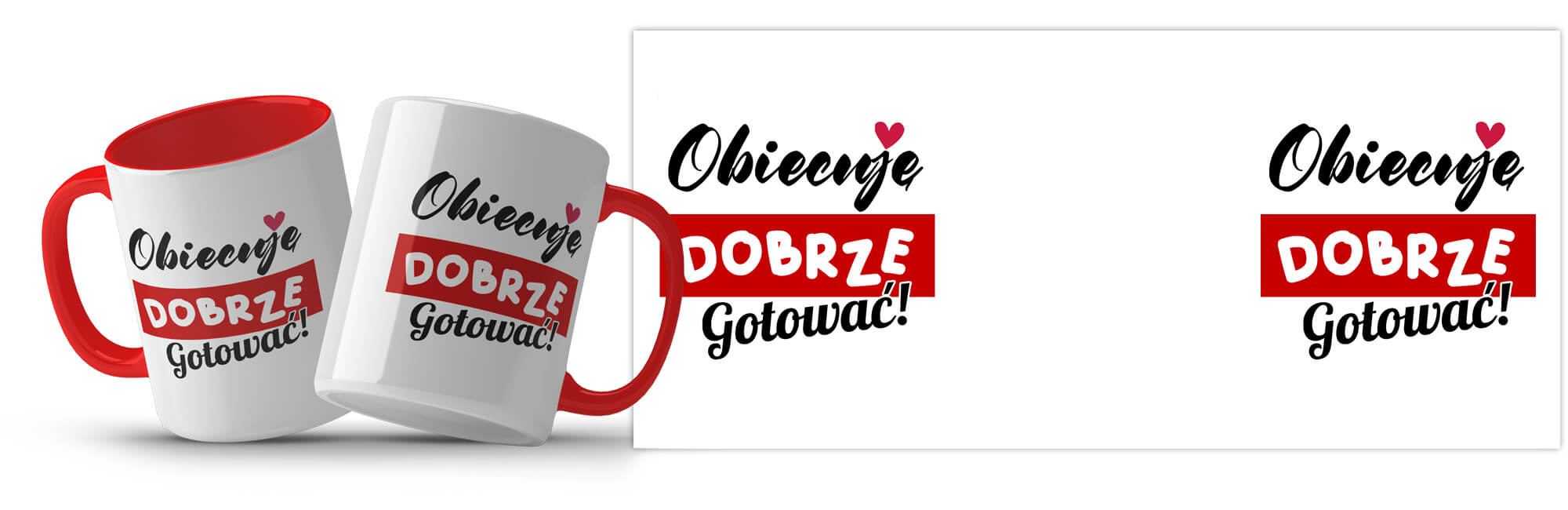 Śmieszny kubek z nadrukiem -  Obiecuję dobrze gotować