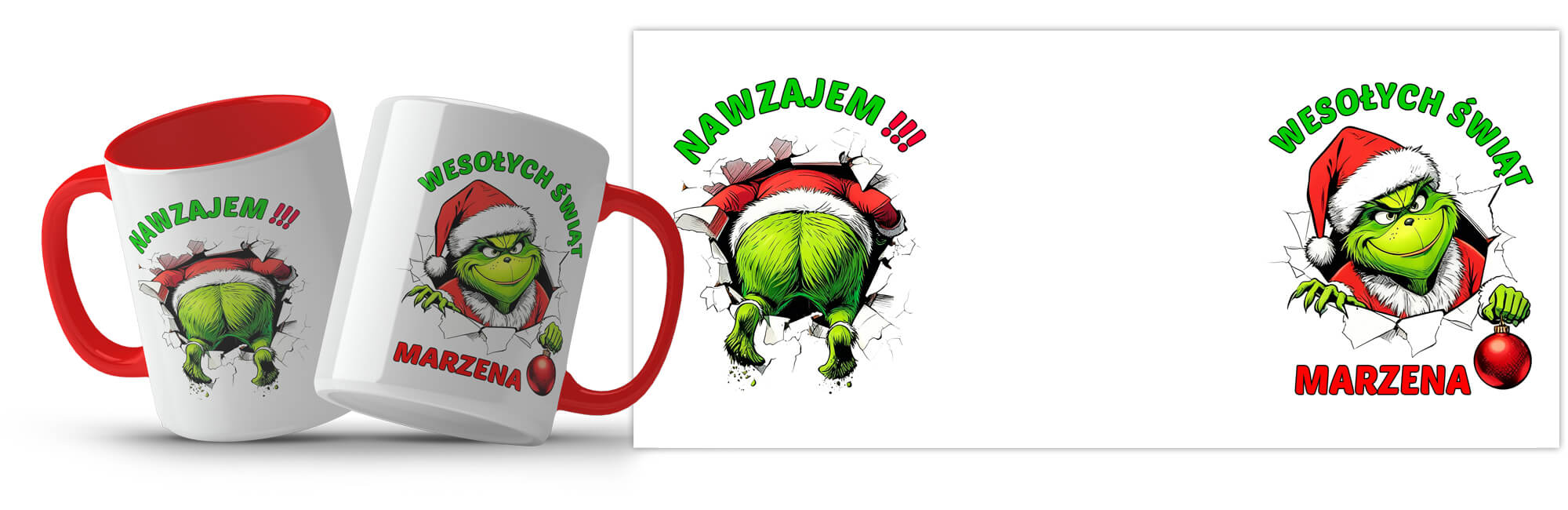 Śmieszny świąteczny kubek z imieniem dla kobiety - Wesołych Świąt