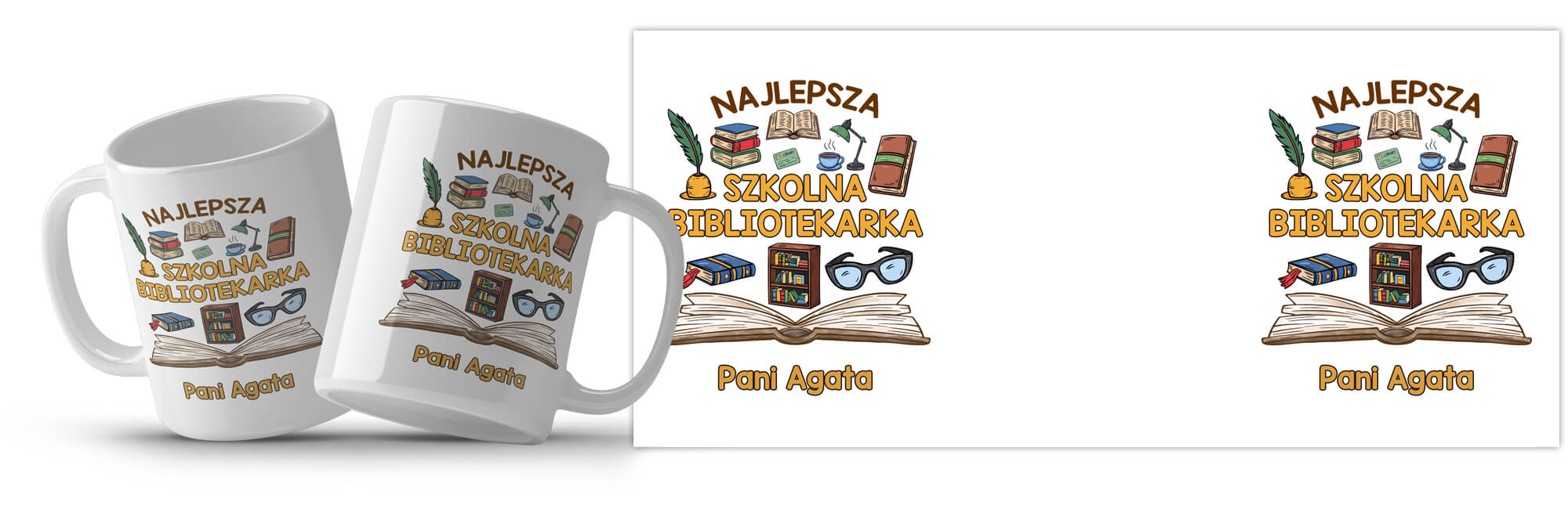 Kubek z imieniem dla szkolnej bibliotekarki
