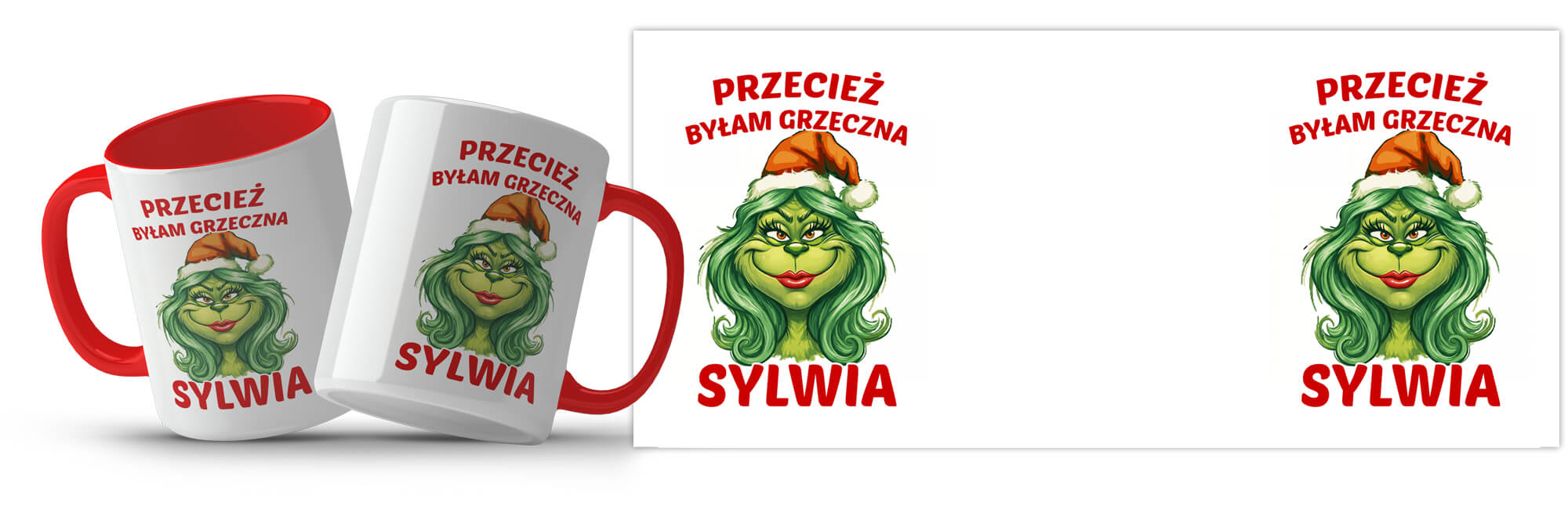 Śmieszny, świateczny kubek z imieniem dla kobiety - Przecież byłam grzeczna