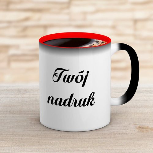 Kubek magiczny CLASSIC z czerwonym wnętrzem z Twoim nadrukiem