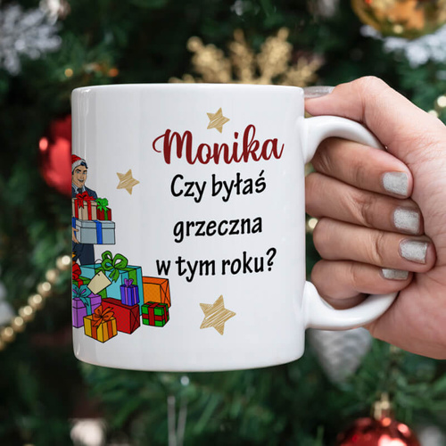 Mikołajkowy kubek z imieniem dla kobiety
