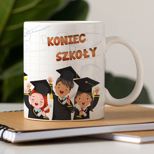 Pamiątkowy kubek z nadrukiem dla maturzysty - Koniec szkoły