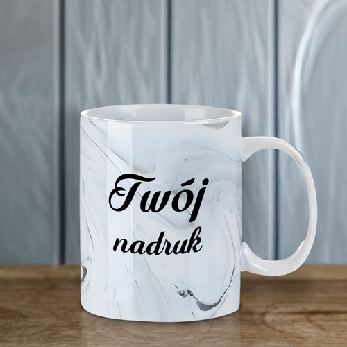 Kubek 330 ml szary marmur z Twoim nadrukiem