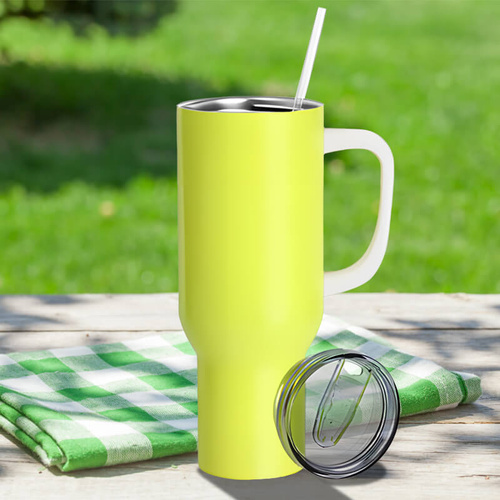 Kubek podróżny 1200 ml neonowy żółty z Twoim nadrukiem 