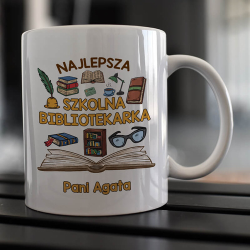 Kubek z imieniem dla szkolnej bibliotekarki