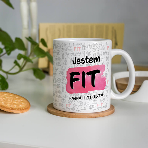 Kubek z napisem - Jestem FIT