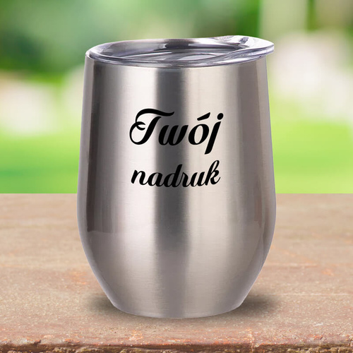 Srebrny kubek ze stali nierdzewnej z Twoim nadrukiem