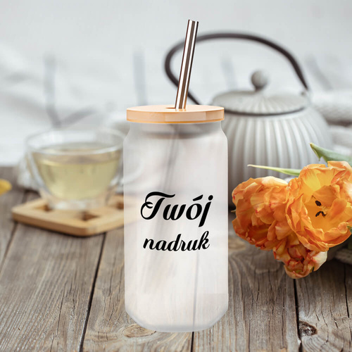 Szklanka 550 ml szroniona ze słomką z Twoim nadrukiem