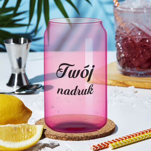 Szklanka 400 ml w kształcie puszki z Twoim nadrukiem fioletowa