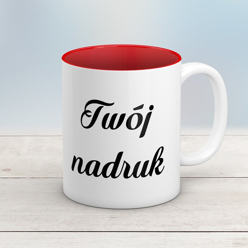 Kubek CLASSIC z czerwonym wnętrzem z Twoim nadrukiem