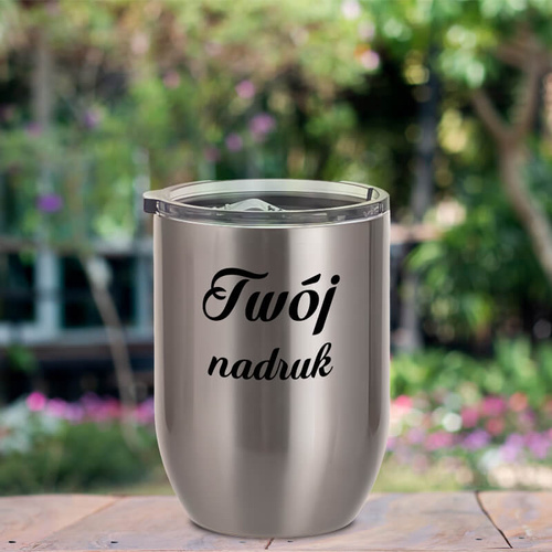 Srebrny kubek do wina z metalu 450 ml  z Twoim nadrukiem