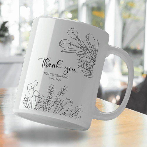 Biały kubek niebieskie wnętrze 330 ml z Twoim nadrukiem