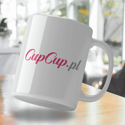 Biały kubek ciemnoniebieskie wnętrze 330 ml z Twoim nadrukiem