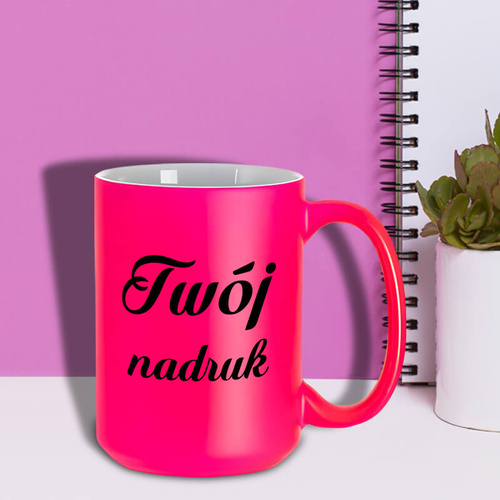 Duży kubek XXL różowy neonowy z Twoim nadrukiem