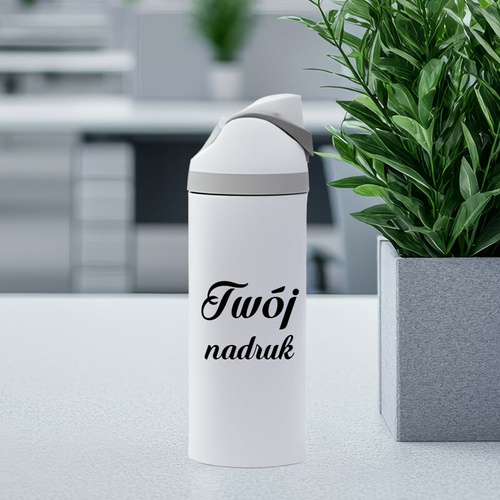 Bidon ergonomiczny z Twoim nadrukiem - biały 720 ml z ustnikiem