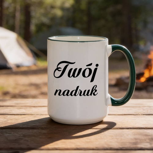 Duży kubek XXL z zielonym uszkiem z Twoim nadrukiem