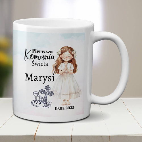 Kubek dla dziewczynki - Pierwsza Komunia Święta - z imieniem i datą