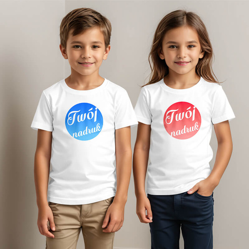 Dziecięca bawełniana koszulka z Twoim nadrukiem - biała