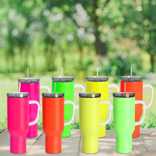 Kubek podróżny 1200 ml neonowy pomarańczowy z Twoim nadrukiem 