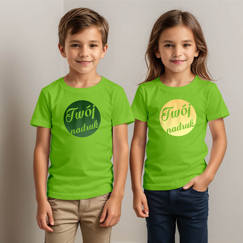 Dziecięca bawełniana koszulka z Twoim nadrukiem - limonkowa