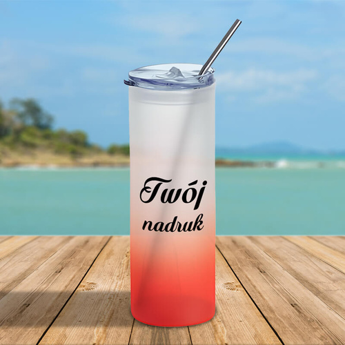 Kubek z matowego szkła czerwony gradient - z Twoim nadrukiem