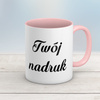 Kubek CLASSIC z różowym wnętrzem i uszkiem z Twoim nadrukiem