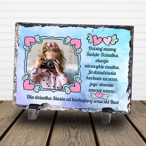 Kamienna ramka z własnym zdjęciem i tekstem - prezent na Dzień Dziadka