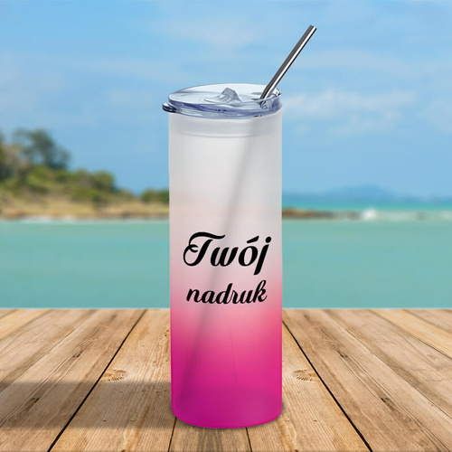 Kubek z matowego szkła fioletowy gradient - z Twoim nadrukiem