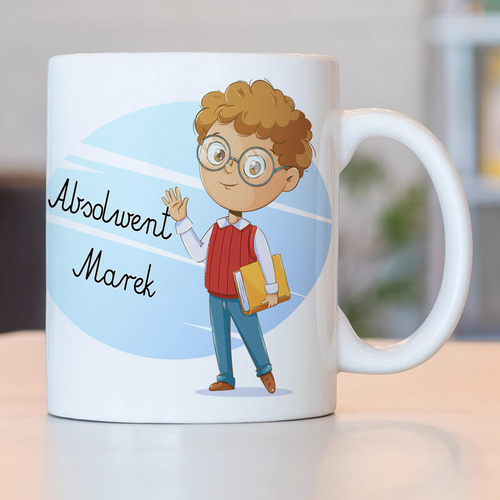 Kubek z imieniem dla chłopca - upominek dla uczniów kończących szkołę