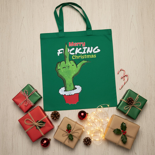 Zielona, świąteczna torba - Merry Fucking Christmas