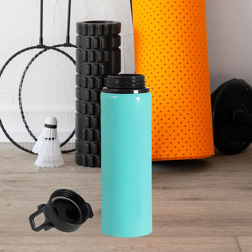 Miętowa metalowa butelka 750 ml  z uchwytem - z Twoim nadrukiem