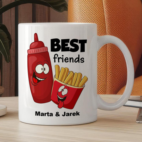 Śmieszny kubek z imionami - Best friends - Keczup i frytki