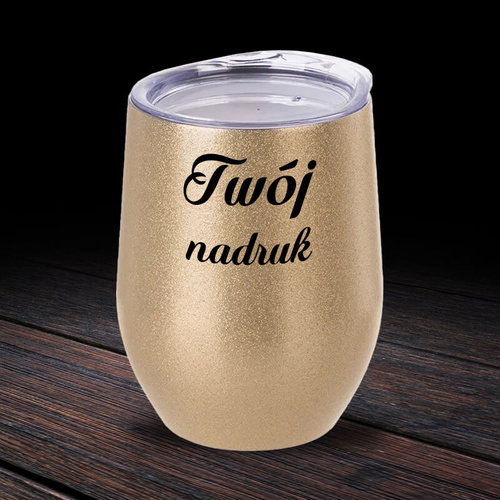 Złoty kubek ze stali nierdzewnej Glitter z Twoim nadrukiem