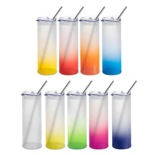 Kubek z matowego szkła żółty gradient - z Twoim nadrukiem