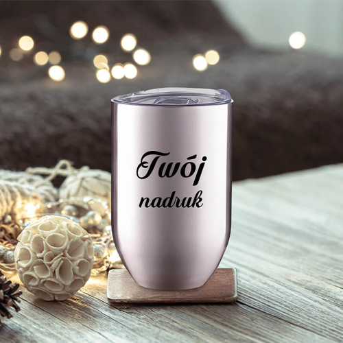 Srebrny kubek do wina z metalu 360 ml z Twoim nadrukiem