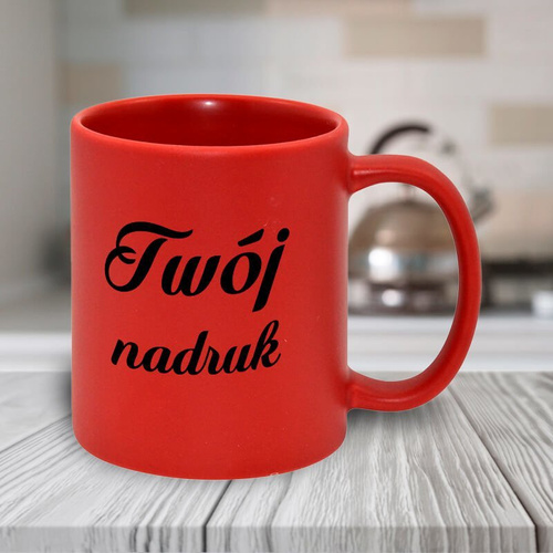 Czerwony kubek matowy FULL COLOR  z Twoim nadrukiem