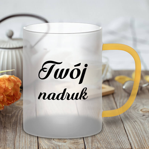 Kubek 450 ml mrożone szkło z twoim nadrukiem - żółte ucho