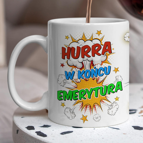 Kubek z nadrukiem - Hurra w końcu emerytura