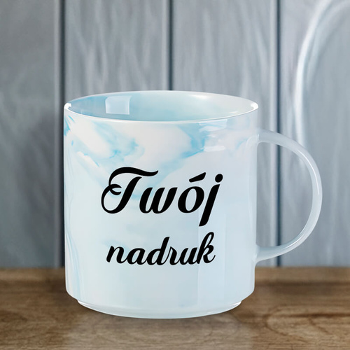 Kubek 350 ml niebieski marmur z Twoim nadrukiem
